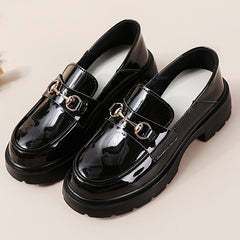 Women's Platform Loafers Slip On PU Leather Shoes