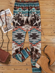  Boho Leggings Women's Plus Geometric Print Skinny Leggings