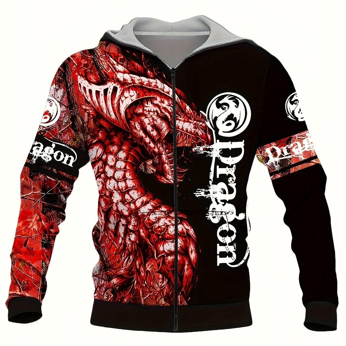 Daragon 3D Print Men's Zipper Hooded Jacket Casual