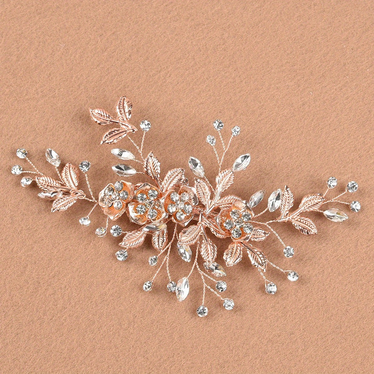 Metal Flower Barrette Rhinestone Hair Clip Wedding Bridal Hair Accessories