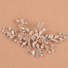 Metal Flower Barrette Rhinestone Hair Clip Wedding Bridal Hair Accessories
