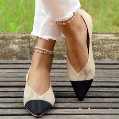 Women's Colorblock Wedge Heels Pointed Toe Slip On Shoes