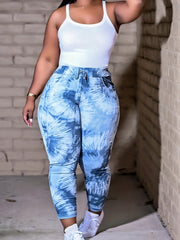  Boho Pants Women's Plus Tie Dye Elastic Drawstring High Rise