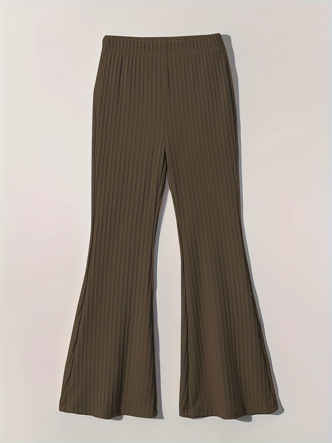 Girls Ribbed Knit Flare Leg Pants High Waist Kids Spring Summer Clothes