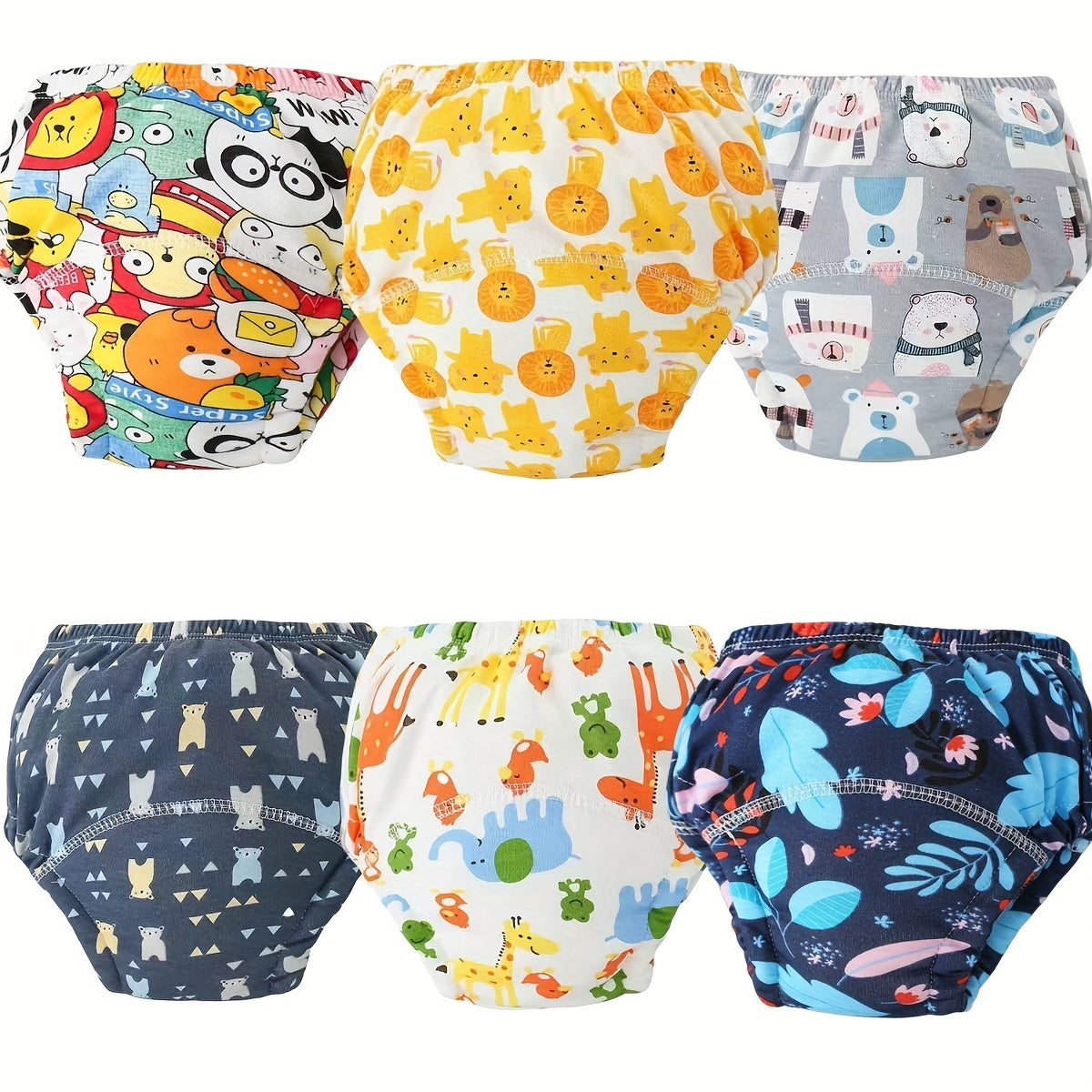 6pcs Cotton Training Pants Washable Reusable Absorbent Potty Training