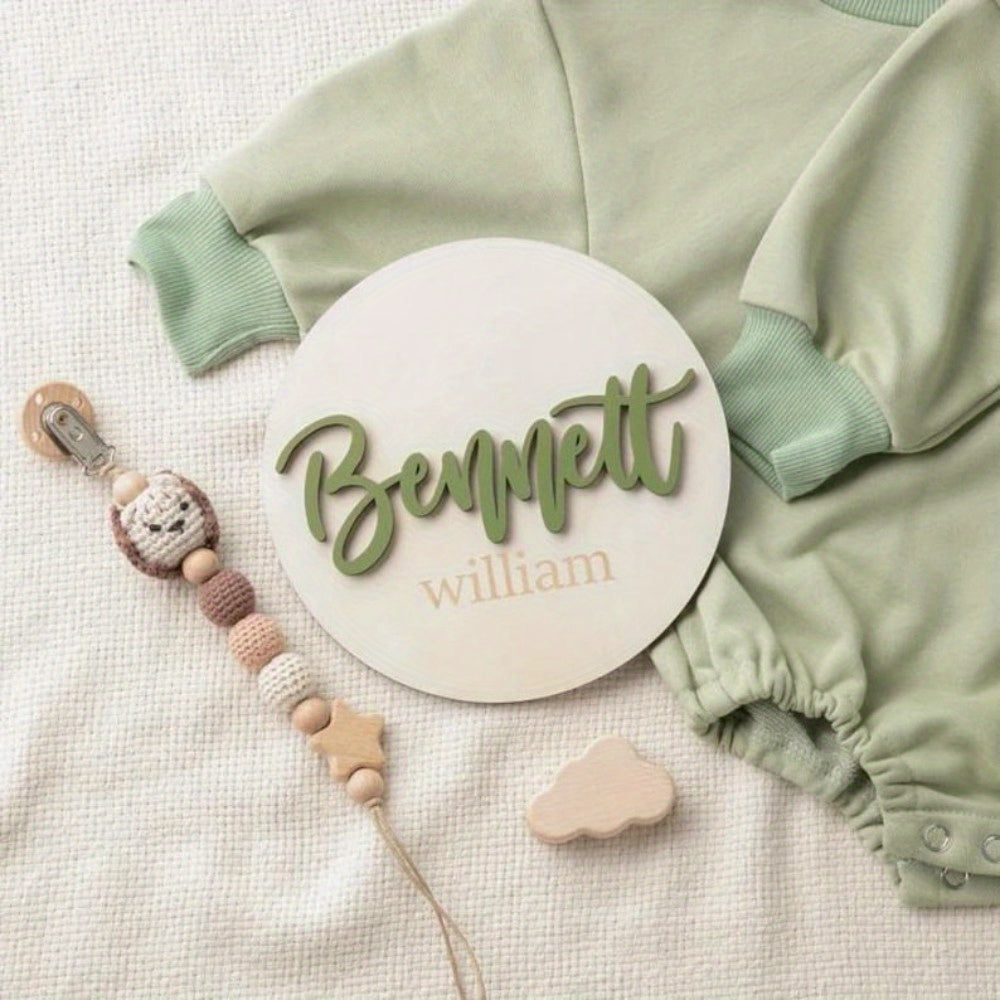 Personalized Wooden Announcement Tags Custom Name Acrylic Labels