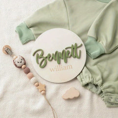 Personalized Wooden Announcement Tags Custom Name Acrylic Labels