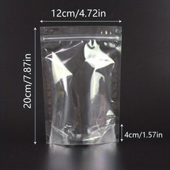 50pcs Clear Stand Up Bags With Zipper for Food Storage Dried Fruit Snack Nut Tea