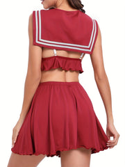 Sexy Sailor Role Play Costume Crop Top & Skirt Lingerie Set