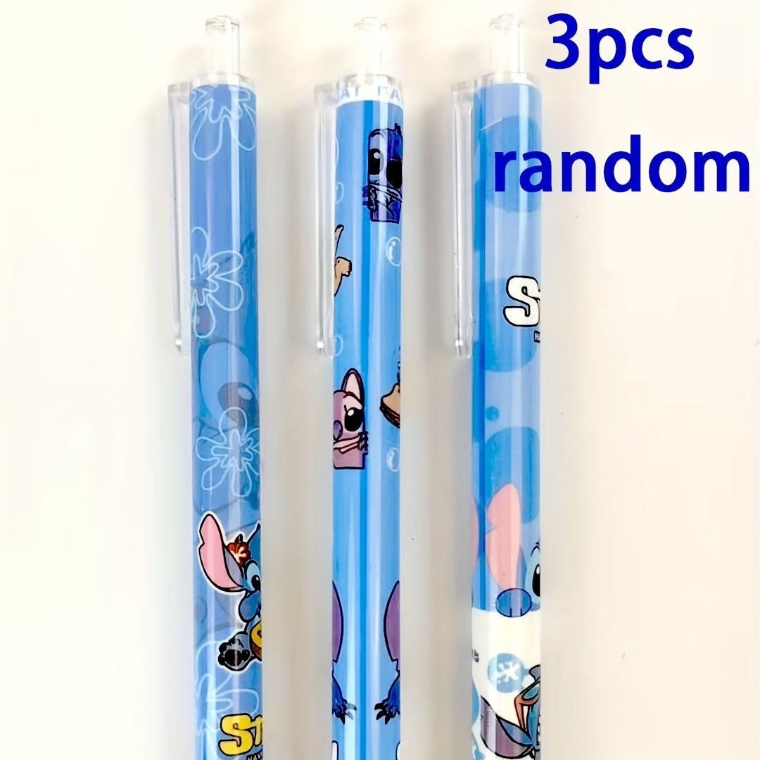 Stitch Cartoon Ballpoint Pen 3pcs Quick Drying Plastic Pen