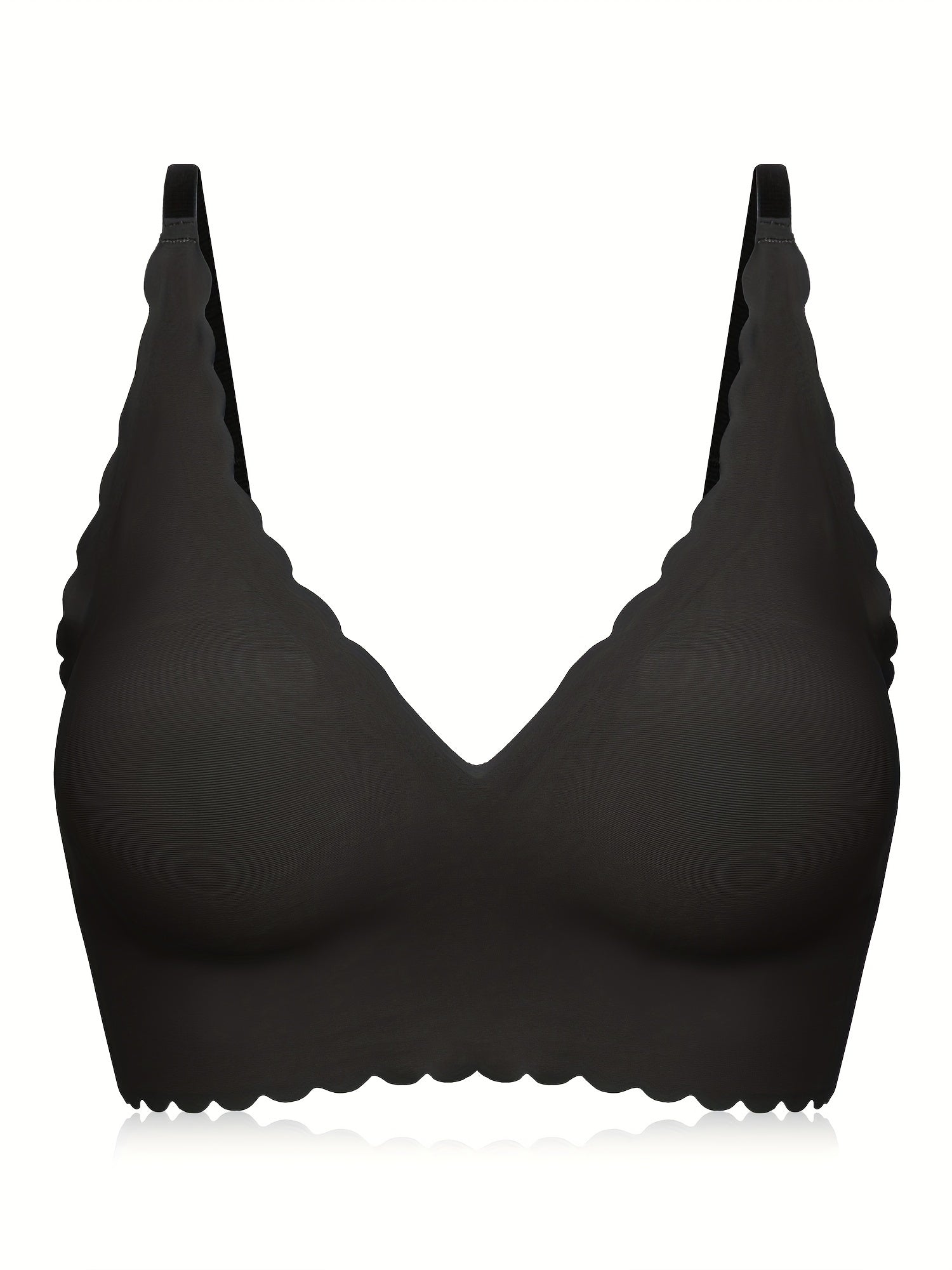 Scallop Trim Wireless Bra Skin-Friendly Seamless Lingerie