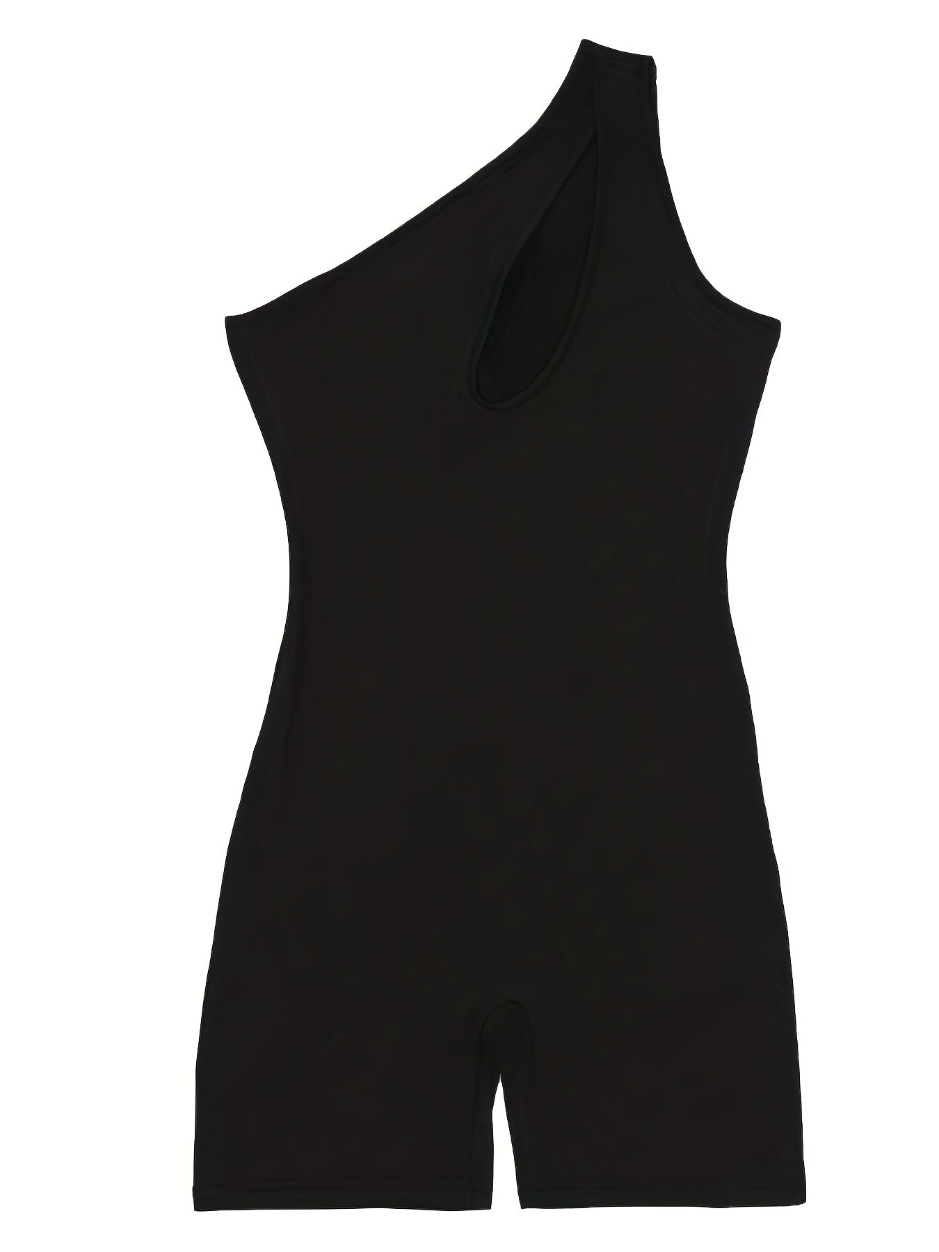 Slanted Shoulder Romper Solid Slim Romper Women's Clothing