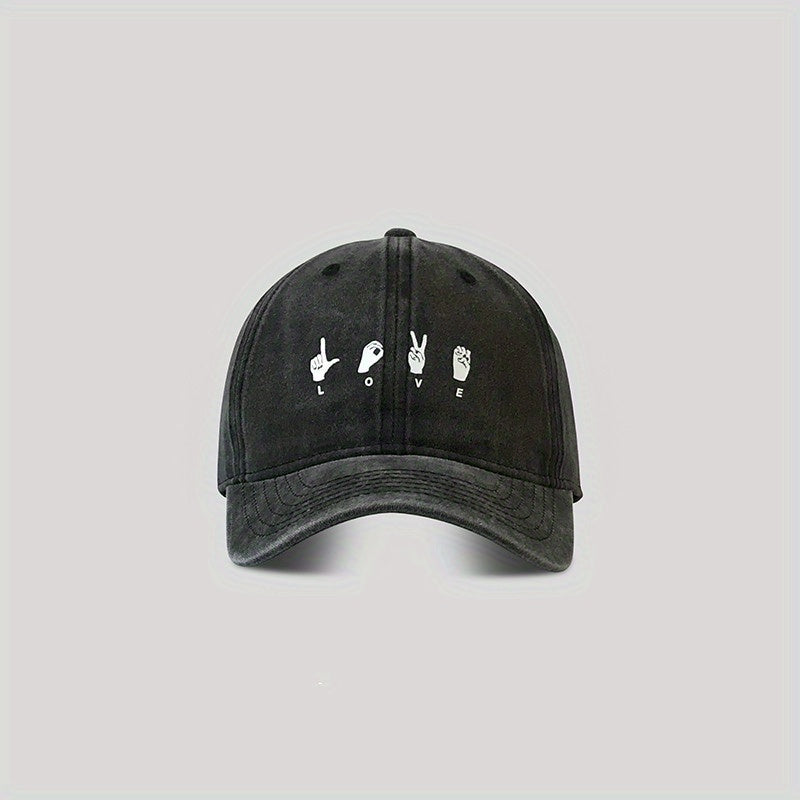Vintage Baseball Cap LOVE Letter Embroidery Sun Protection Hat