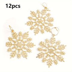 12pcs Sparkling Plastic Snowflake Ornaments for Christmas Tree