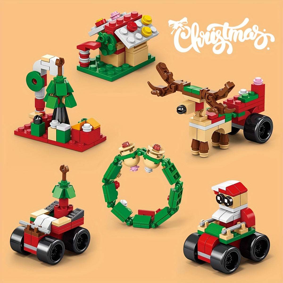6 In 1 Christmas Train Building Blocks Educational Toys DIY Model Christmas Gift