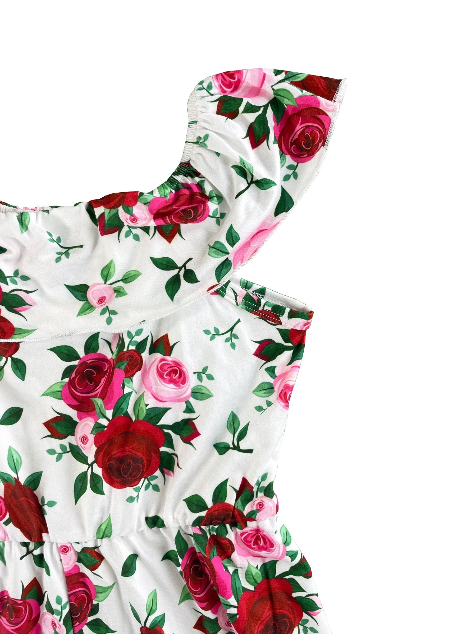 Toddler Girls Flowers Off Shoulder Rompers Jumpsuits