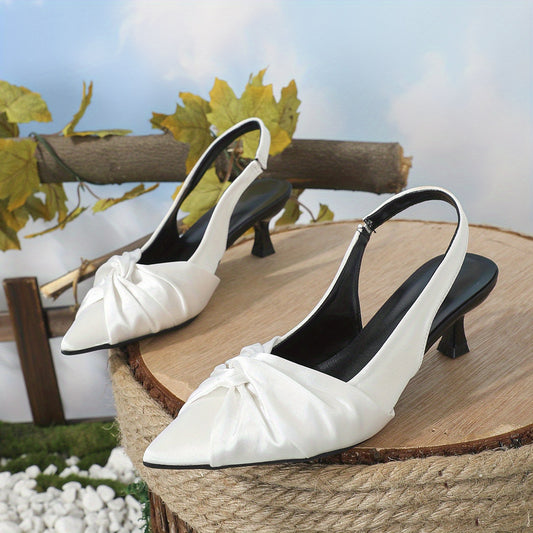 Women's Satin Kitten Heels Slingback Sandals Dress Sandals