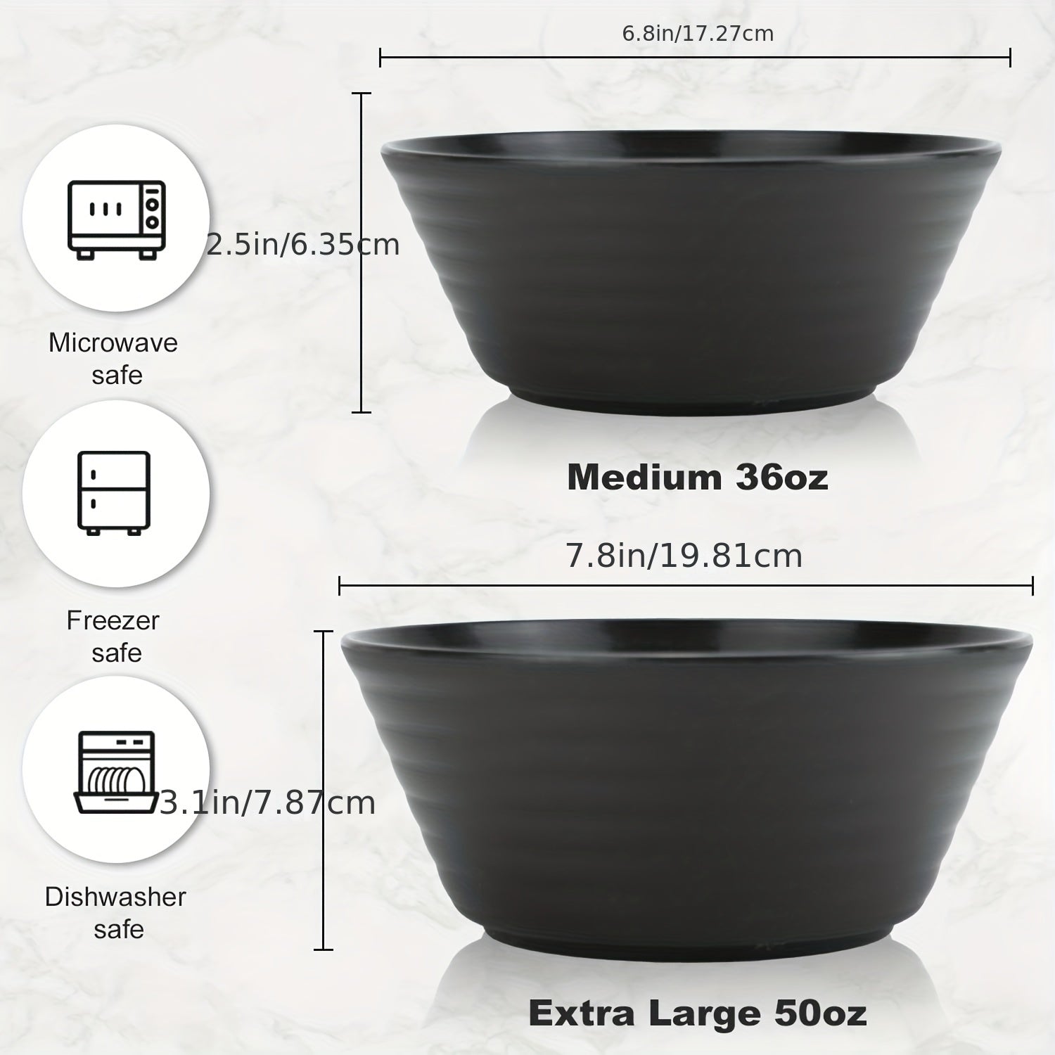 6 PCS Unbreakable Cereal Bowls 36 OZ 50OZ Soup Bowl Sets BPA Eco Friendly Bowl