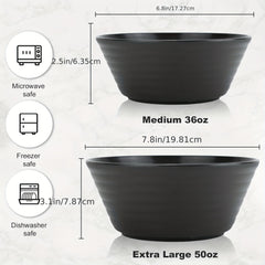 6 PCS Unbreakable Cereal Bowls 36 OZ 50OZ Soup Bowl Sets BPA Eco Friendly Bowl