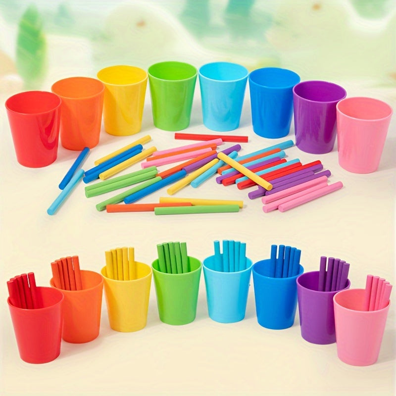 Wooden Educational Toy with Sorting Cup for Number Recognition and Matching