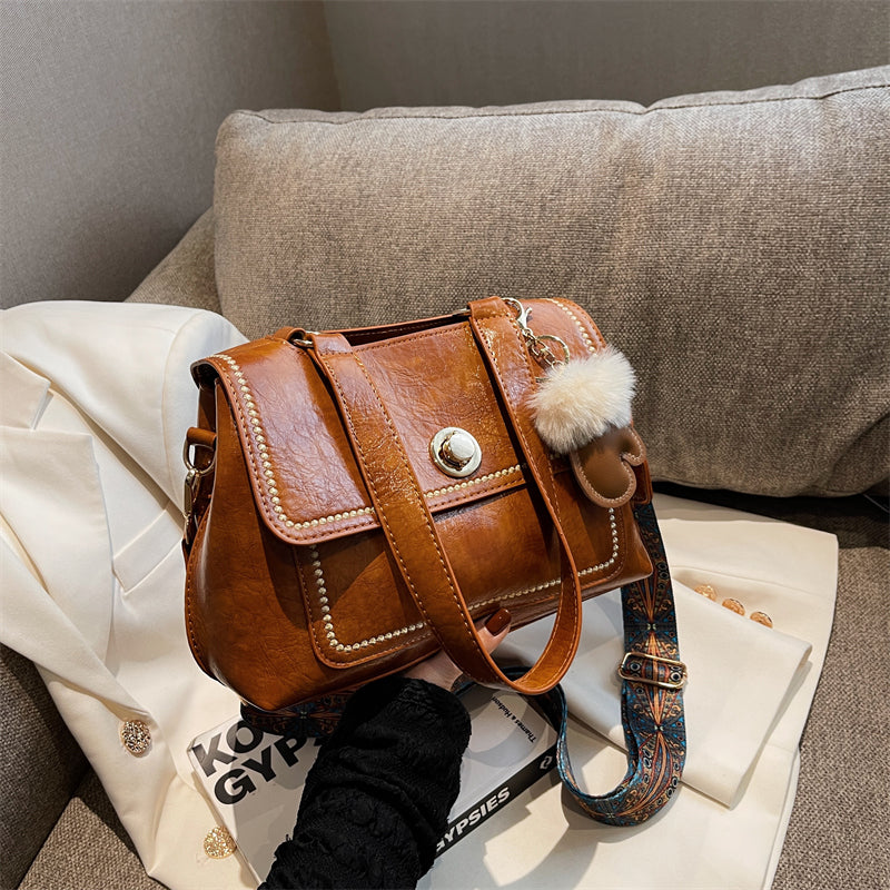 Vintage Messenger Bag Women Ethnic Strap Crossbody Faux Leather Purse