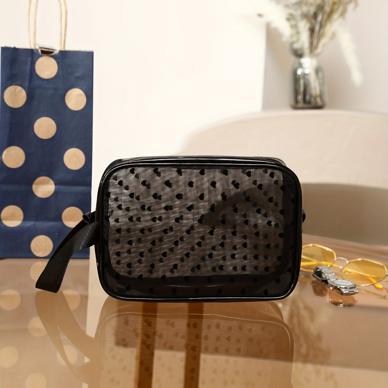 Portable Storage Bag Mesh Large Capacity Plastic Makeup Bag