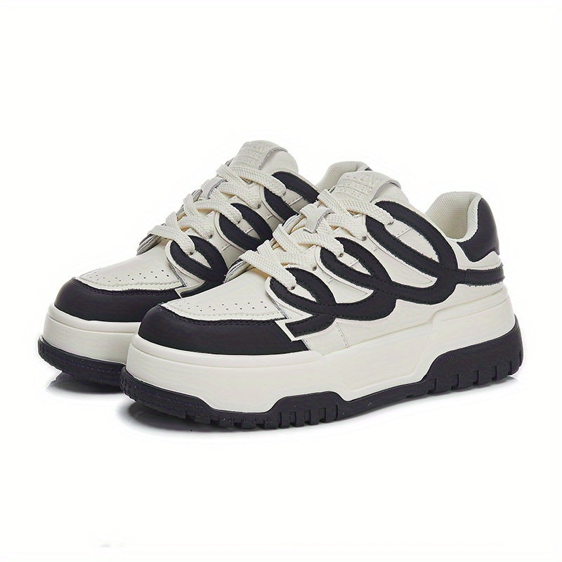 Women's Thick Bottom Skate Shoes Versatile Lace Up Sport Shoes