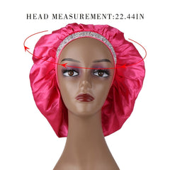 Satin Sleep Cap with Rhinestone Bling - Soft Hair Bonnet for Women
