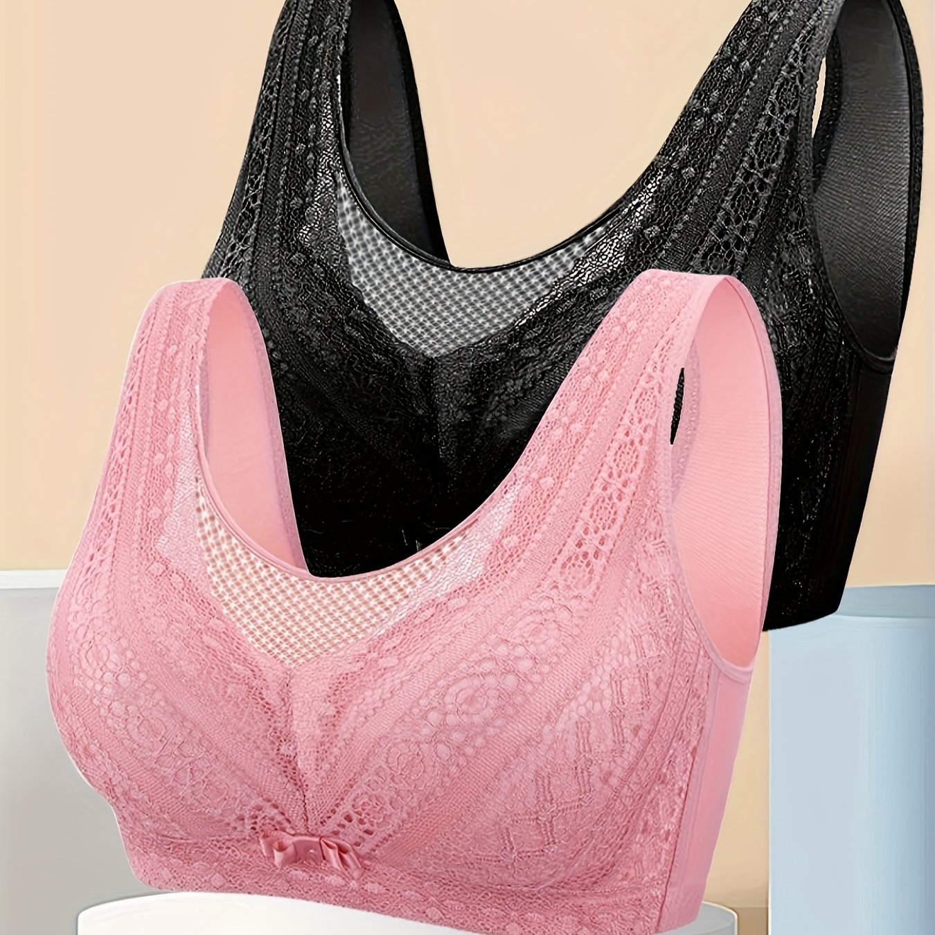 2pcs Lace Wireless Bras Women's Lingerie