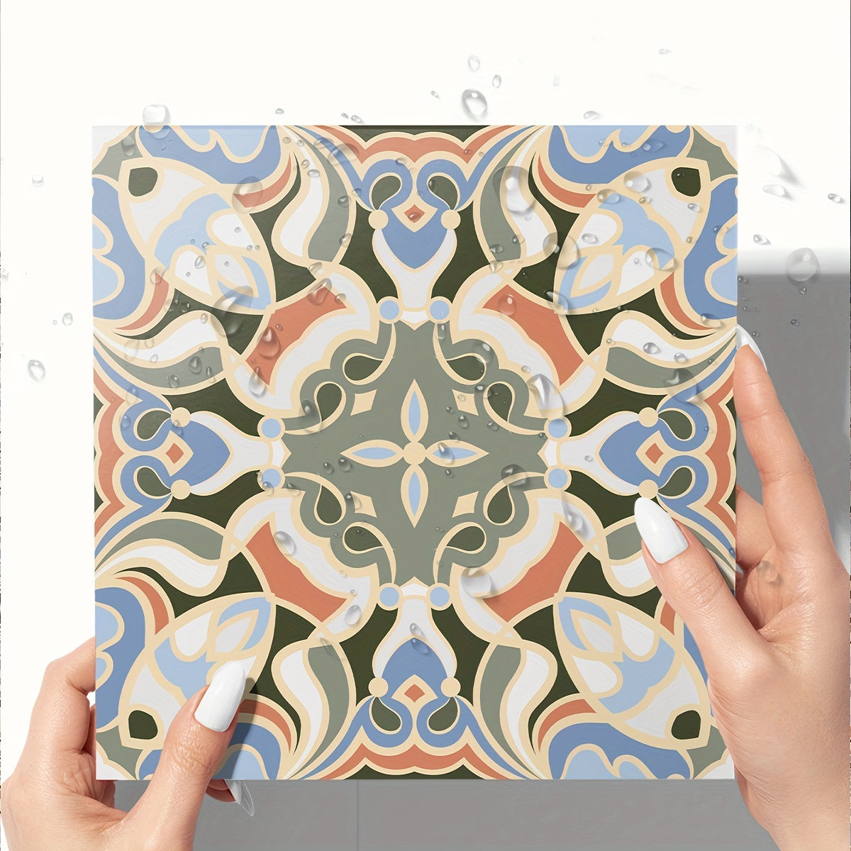 9pcs Mediterranean Print Matte Thickened Waterproof Decal