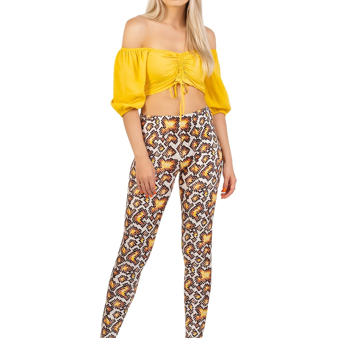 Snake Print High Waist Leggings Stretchy Skinny Pants