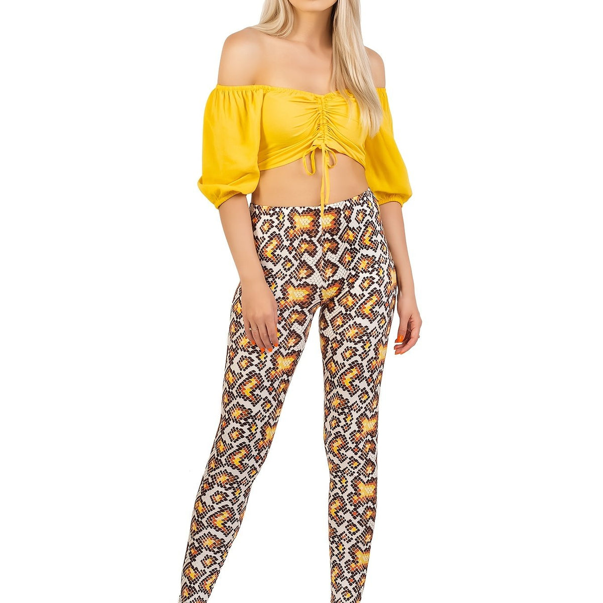 Snake Print High Waist Leggings Stretchy Skinny Pants