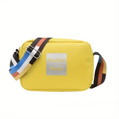 Litchi Embossed Shoulder Bag Colorful Strap Small Purse Women's Handbag