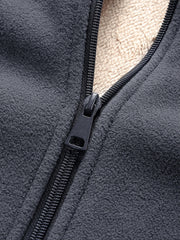 Men's Fleece Jacket Winter Stand Collar Plus Velvet Thick Casual Zip Up