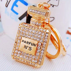 Ladies Rhinestone Perfume Bottle Key Chain Bag Pendant Key Ring
