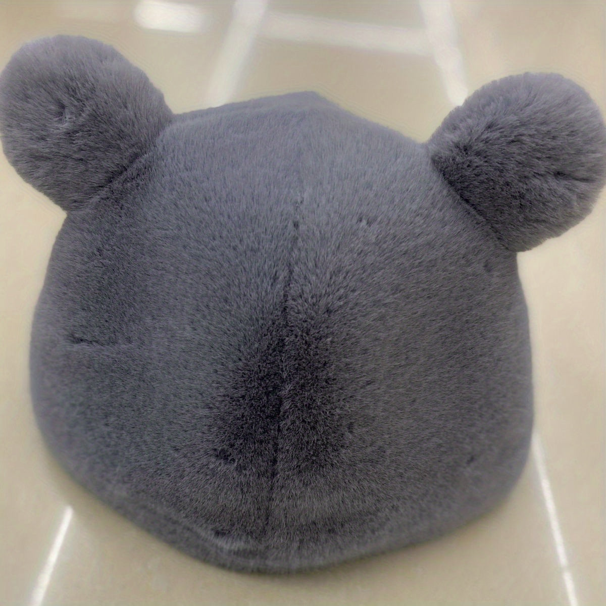 Bear Ears Plush Cloche Hats Faux Fur Warm Bucket Hat