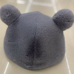 Bear Ears Plush Cloche Hats Faux Fur Warm Bucket Hat