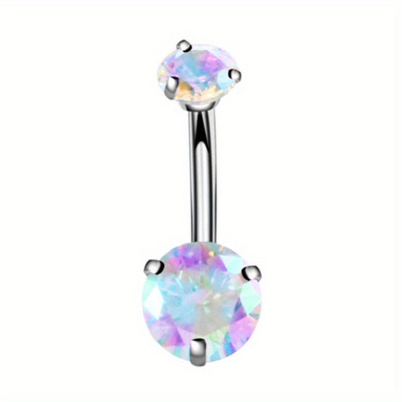 Colorful Zircon Belly Button Ring Stainless Steel Piercing Jewelry