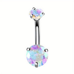 Colorful Zircon Belly Button Ring Stainless Steel Piercing Jewelry