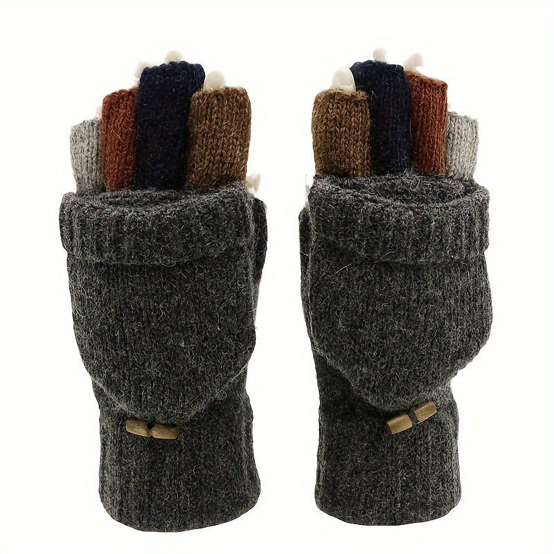 Warm Wool Knit Fingerless Gloves for Men and Women