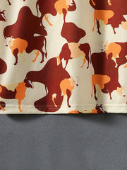 Men's Cattle Print Crew Neck T-Shirt - Summer Short Sleeve Tee