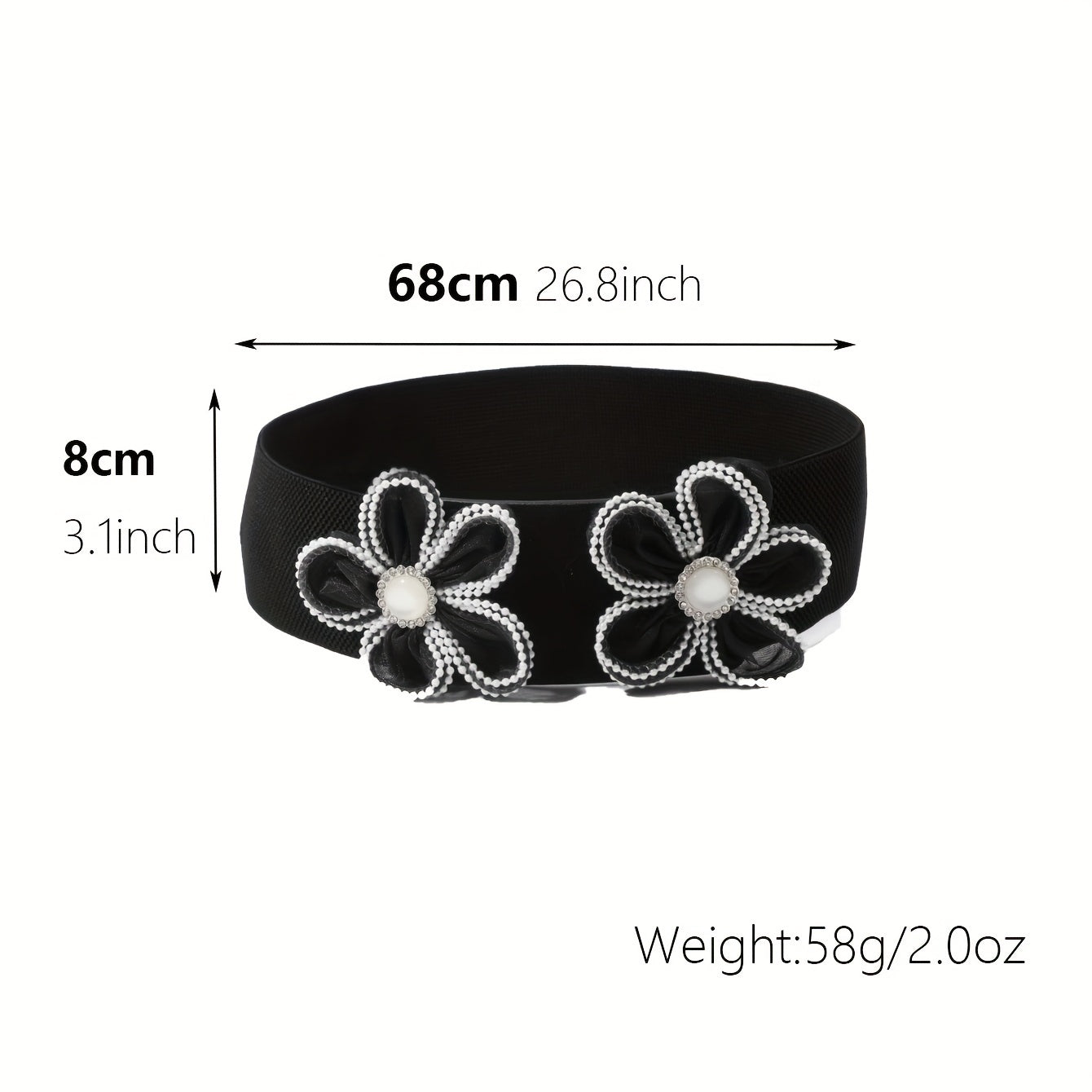 Wide Belt Elastic Waistband PU Leather Decor Women