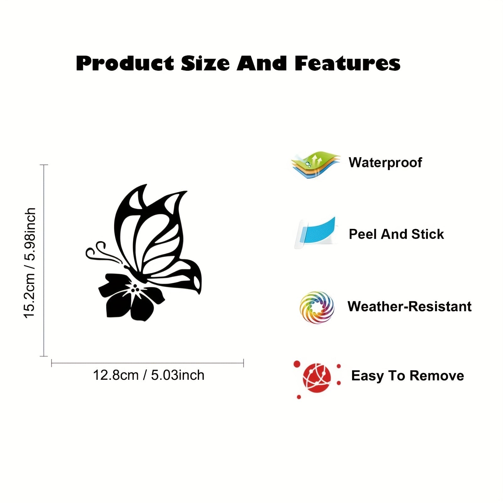 Reflective Butterfly Car Decals Waterproof Vinyl Stickers