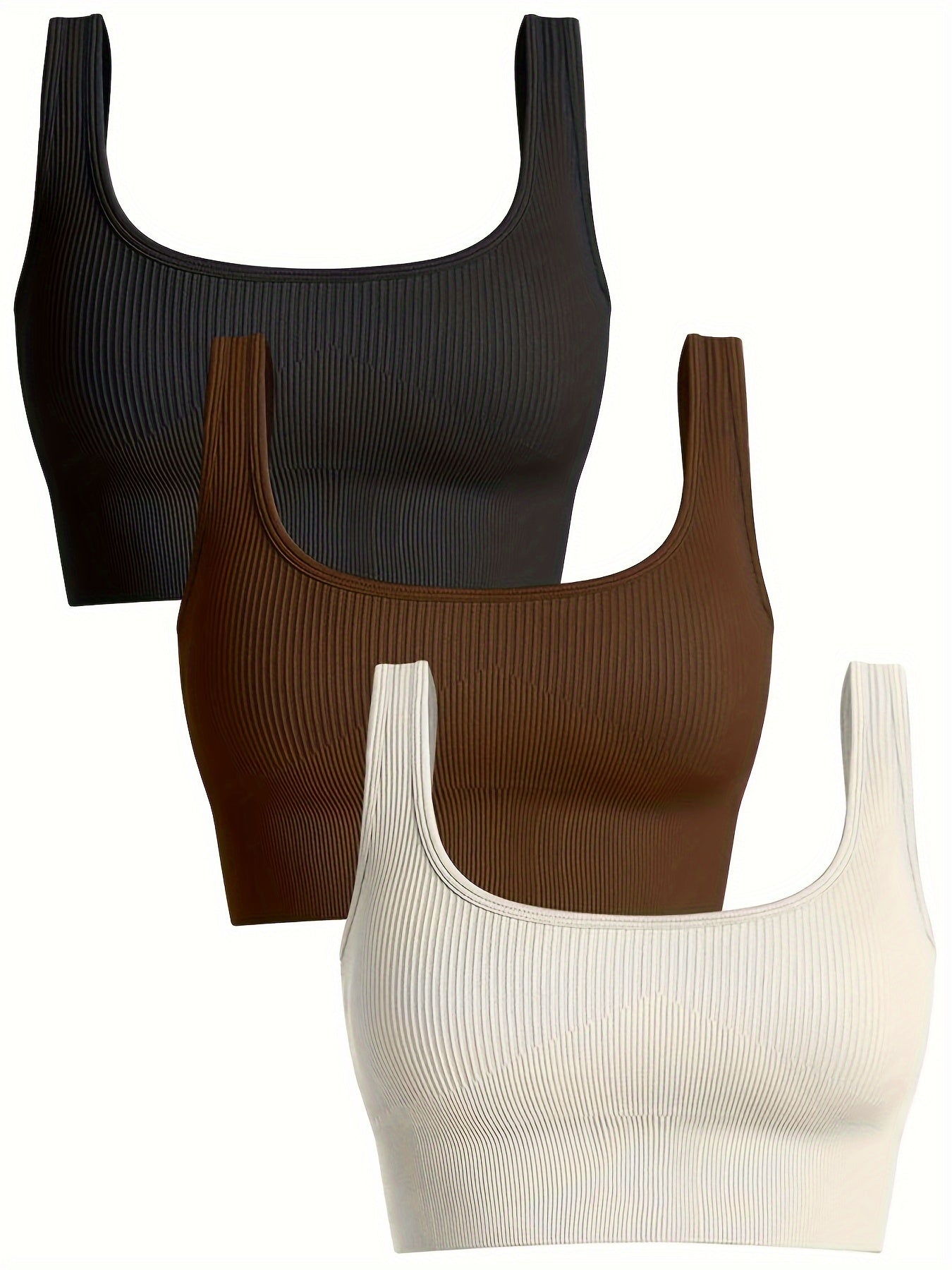 Seamless Sports Bra 3-Pack for Women Comfortable Supportive Fitness Crop Top