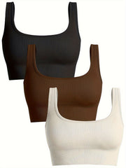 Seamless Sports Bra 3-Pack for Women Comfortable Supportive Fitness Crop Top
