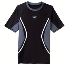 Men's Block Swimwear Short Sleeve T shirt Sun Protection