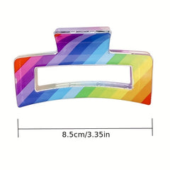 3pcs Rainbow Hair Claw Nonslip Ponytail Holder Shark Claw