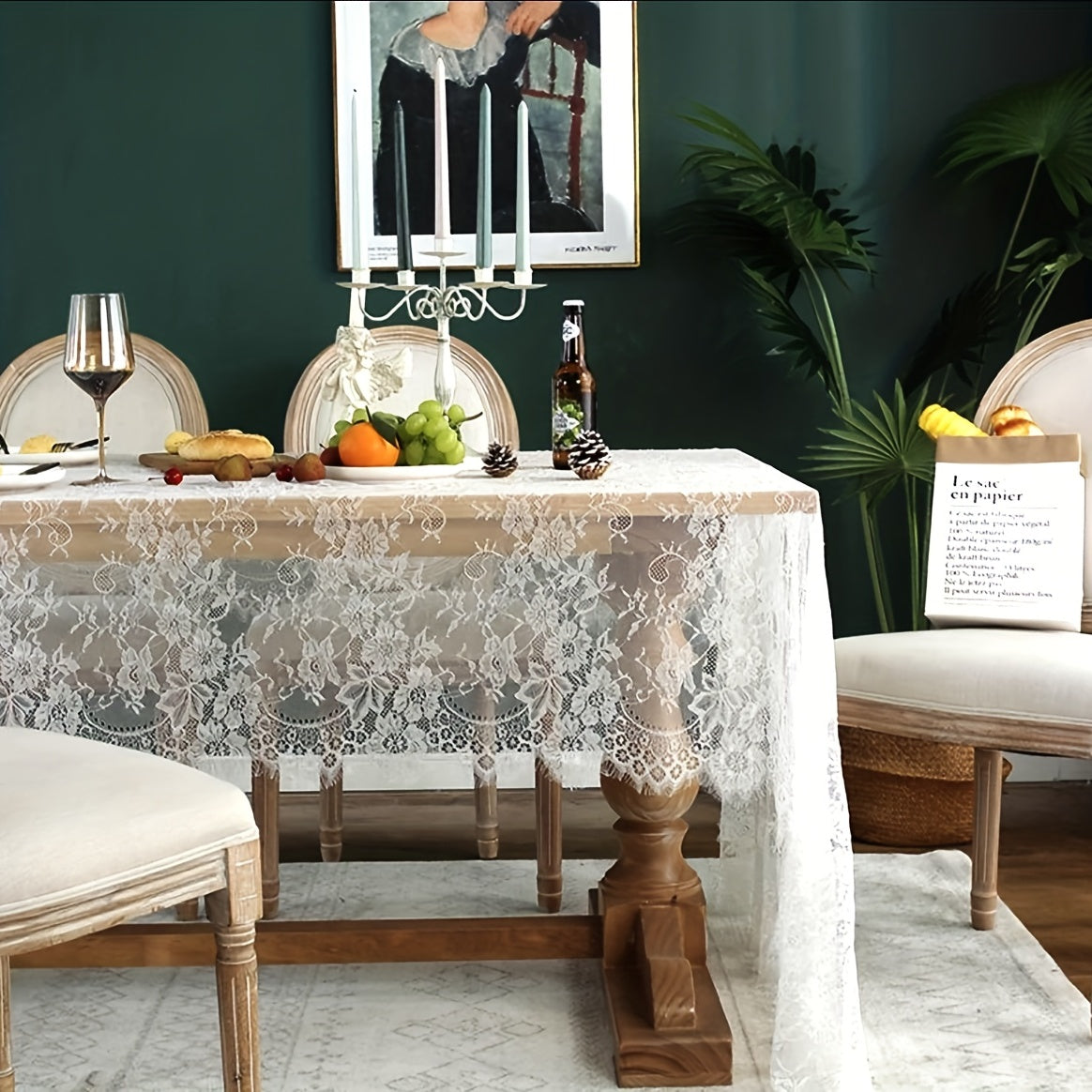 Lace Tablecloth Vintage Embroidered Rustic Fabric Table Cover