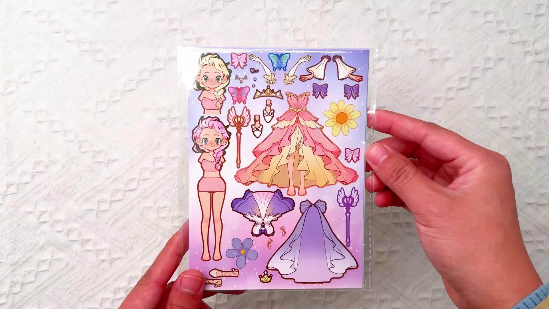 6 Sheets Cartoon Pink Beauty Stickers for Party Puzzle Fun DIY