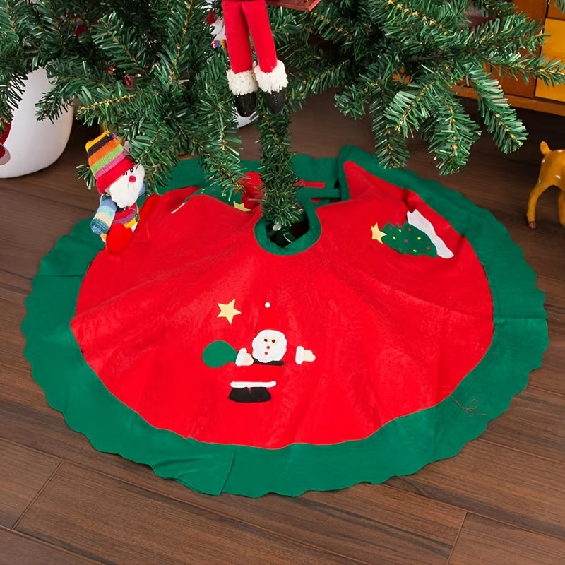 Christmas Tree Skirt Red Velvet Snowflake Design